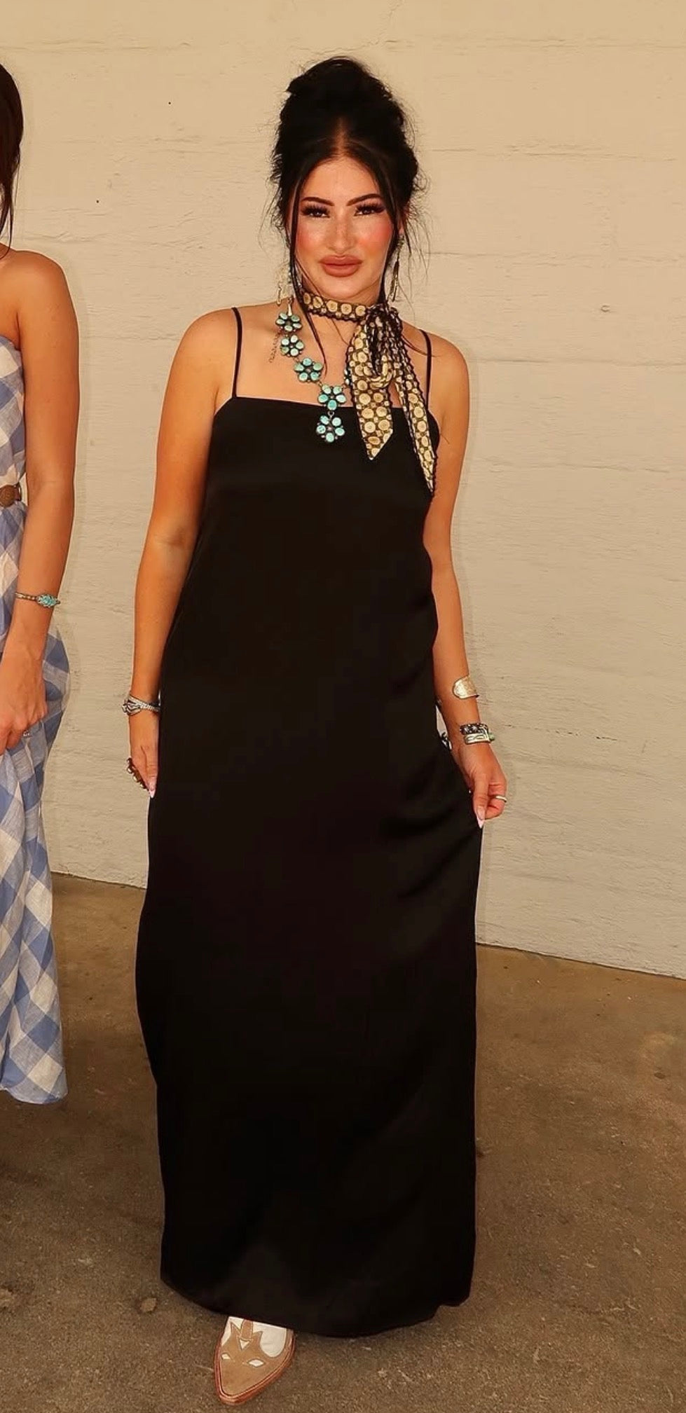Aria Straight Neck Slip Maxi Dress