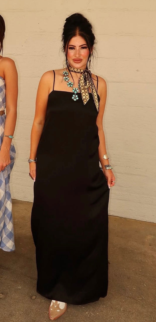 Aria Straight Neck Slip Maxi Dress