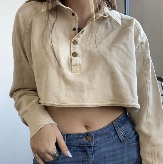 Black Friday ✨The Brielle Button Up Crop Sweatshirt