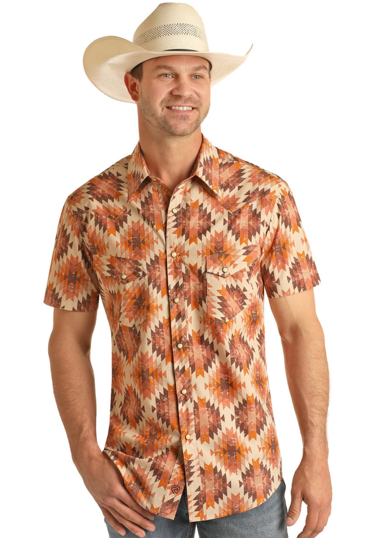 Clay Aztec Men's Short Sleeve Snap Up Shirt