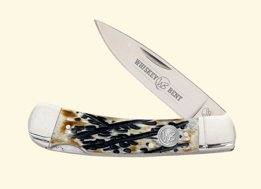 Carved Burnt Bone Lockblade