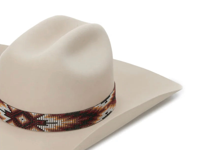 Twister Multi-Brown Southwest Design Beaded Stretch Hatband