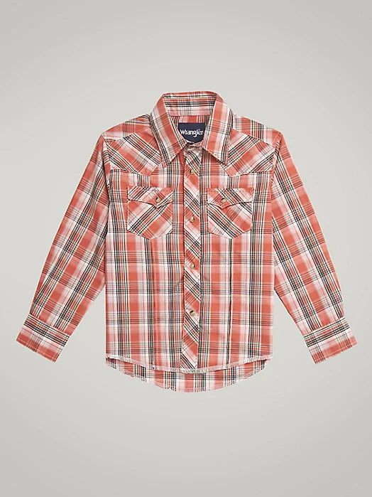 Boy’s Long Sleeve Plaid Cider Orange