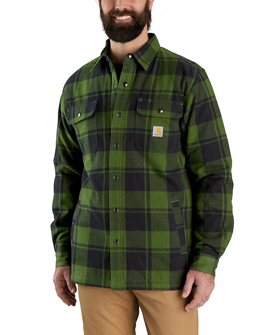 Relaxed Fit Flannel Sherpa Lined Shirt Jac Chive