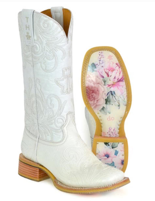 Women's Tin Haul White Wedding Western Boot