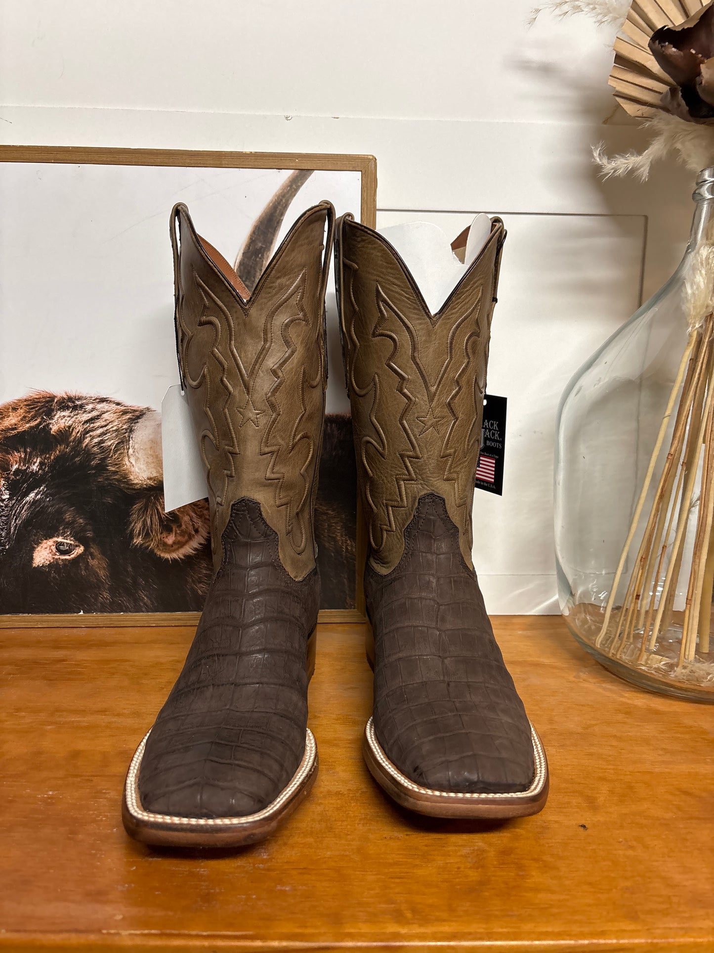 Black Jack Suede Caiman Boots