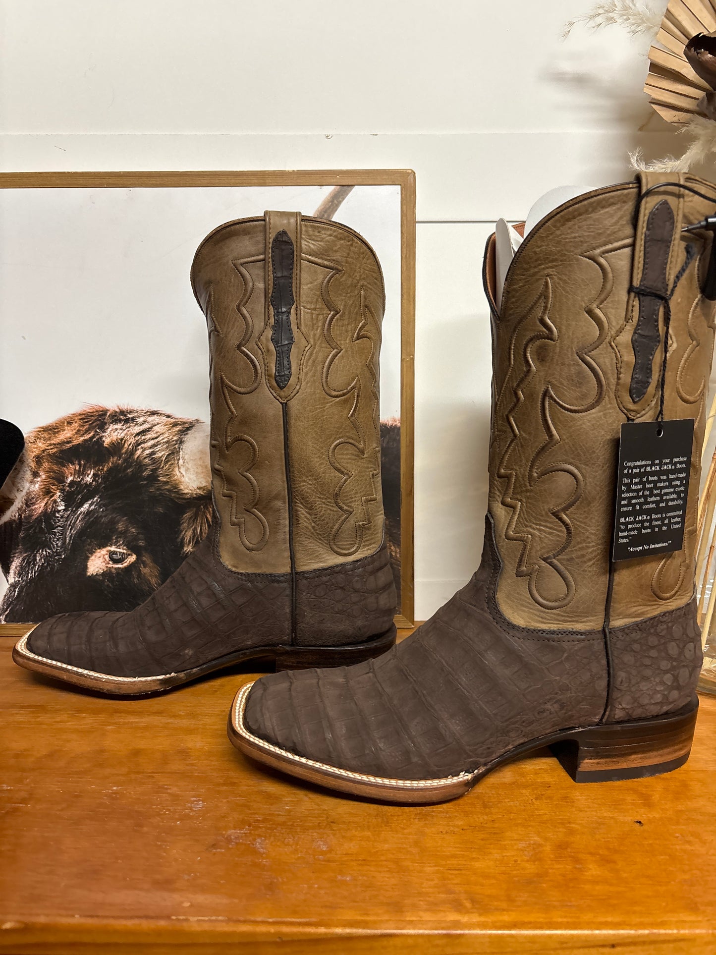 Black Jack Suede Caiman Boots