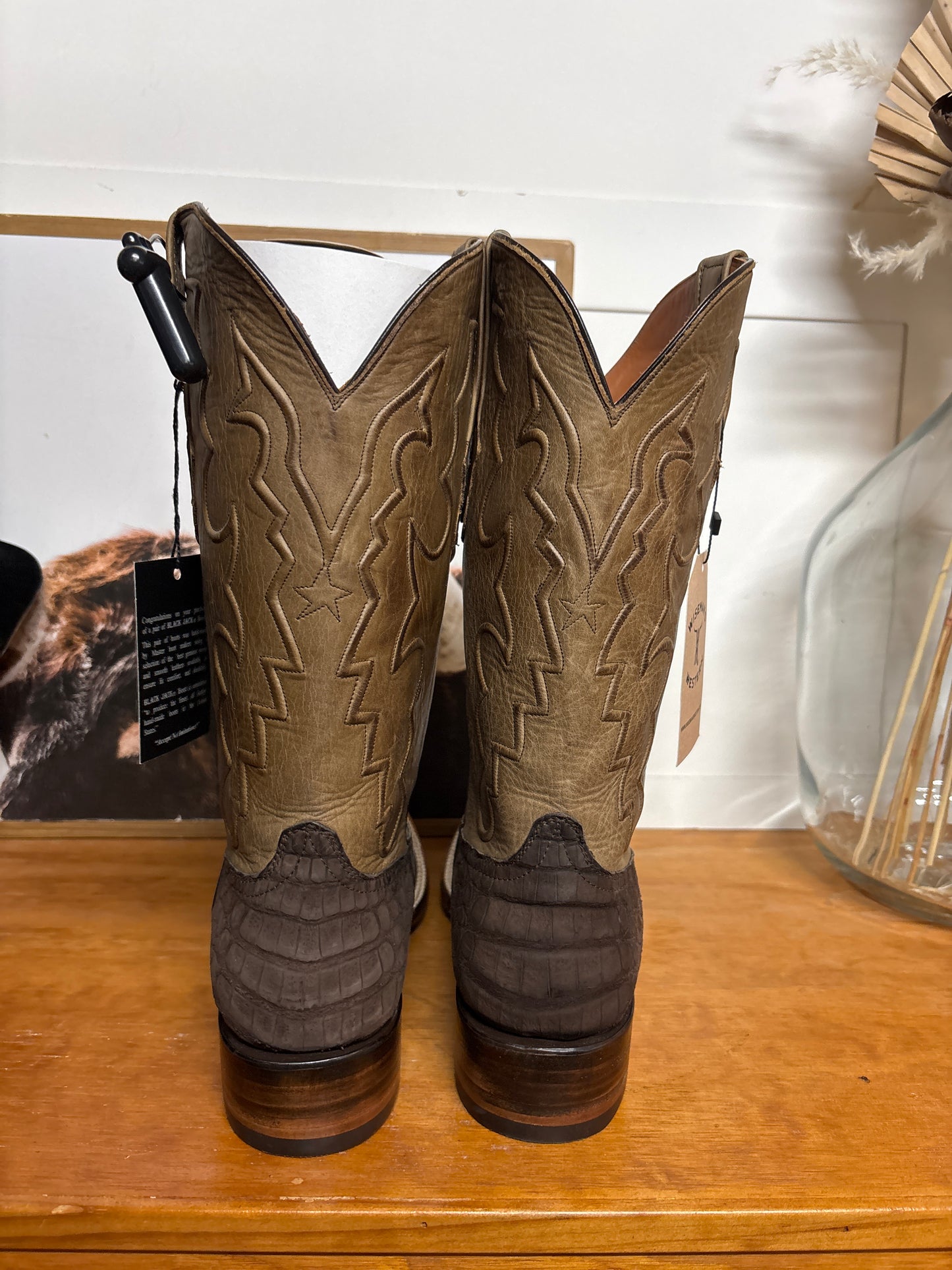 Black Jack Suede Caiman Boots