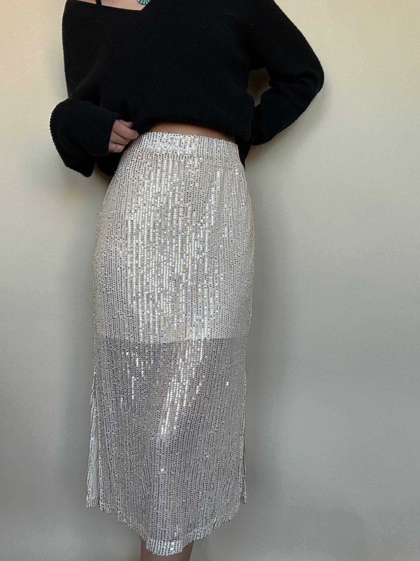 Final Sale  ✨ Champagne Pop Sequin Skirt
