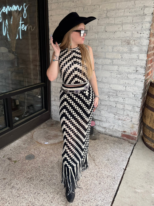 Cassidy Crochet Fringed Set