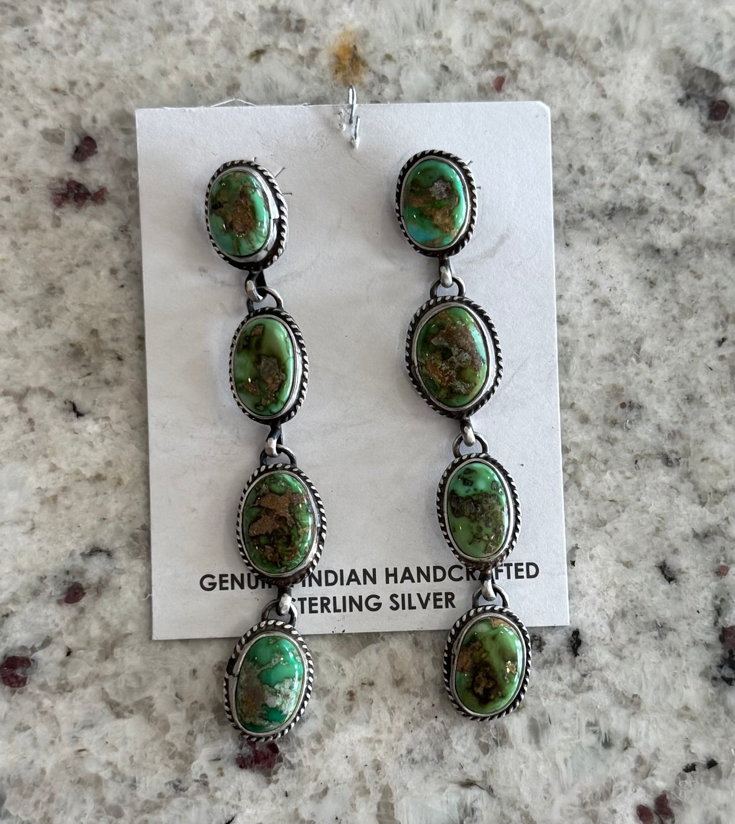 Authentic Green Dahlia Dangle Earrings
