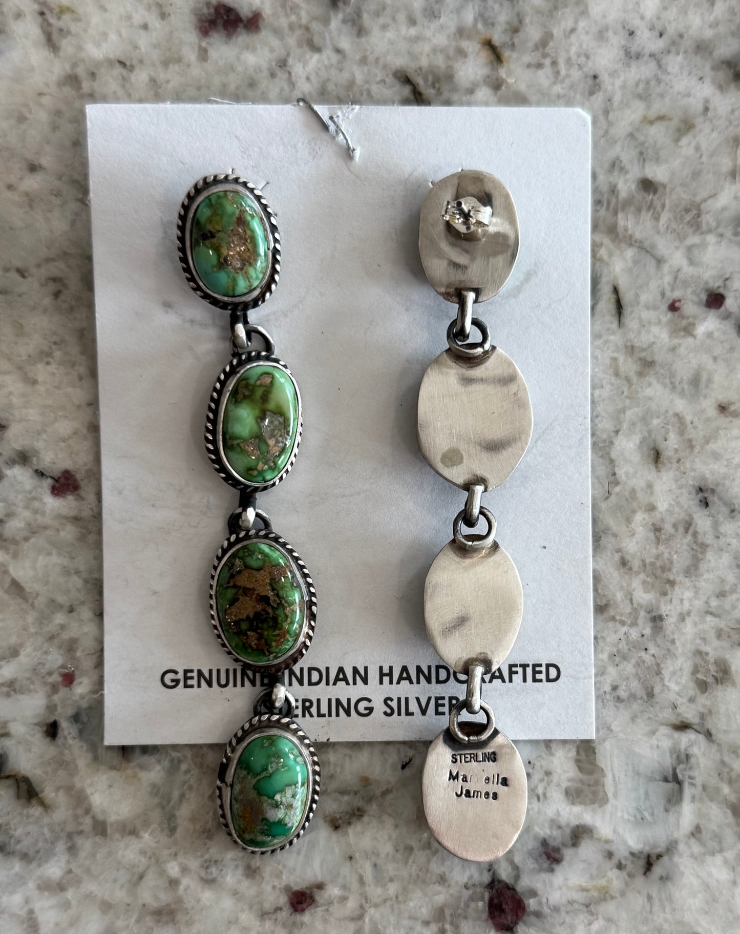 Authentic Green Dahlia Dangle Earrings