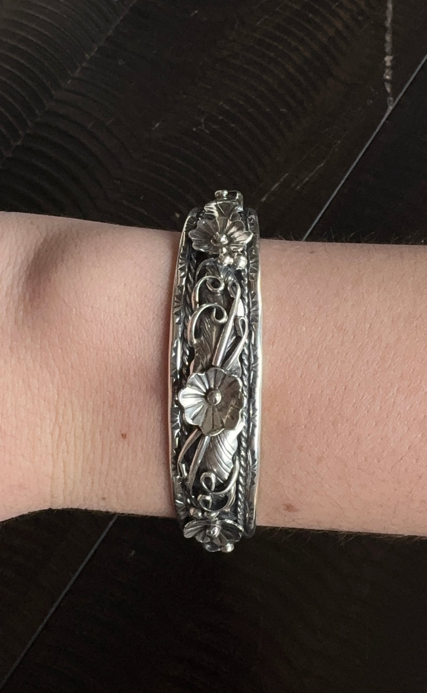 Authentic Flora Silver Cuff