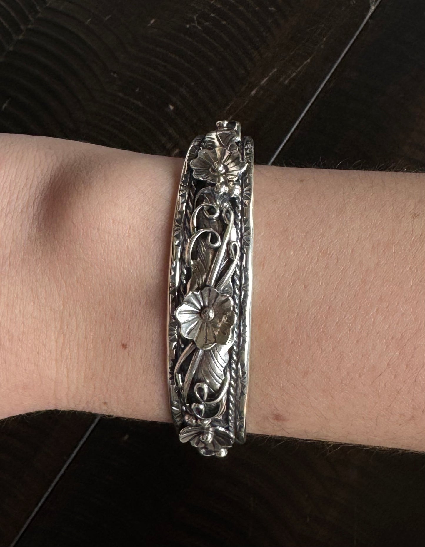 Authentic Flora Silver Cuff