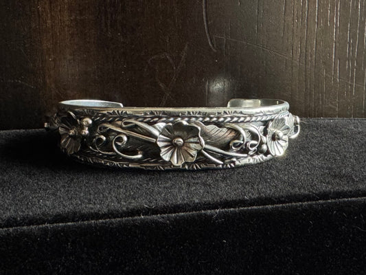 Authentic Flora Silver Cuff