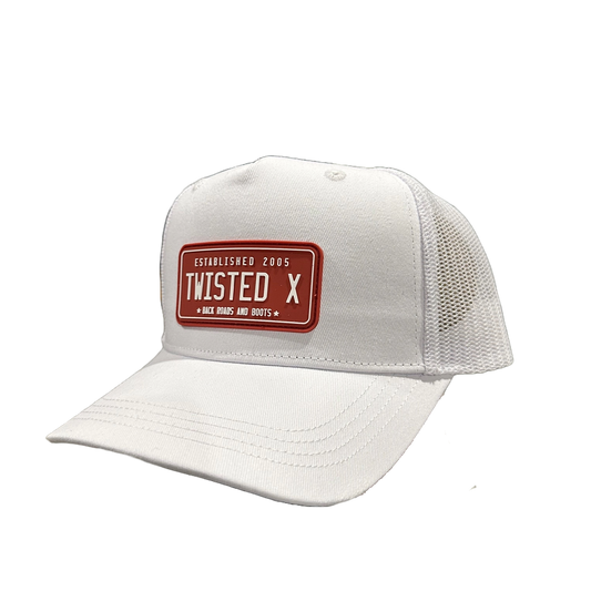 Twisted X License Plate Cap White & Red