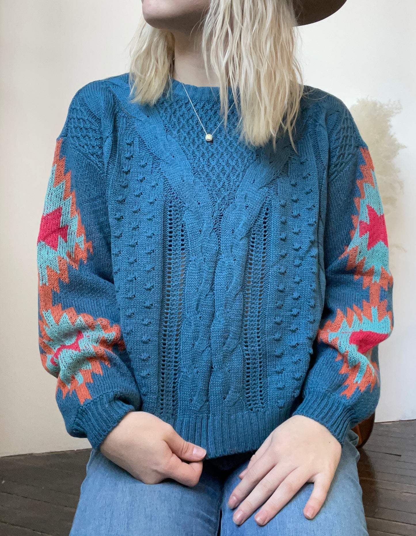 Melanie Aztec Sweater Blue