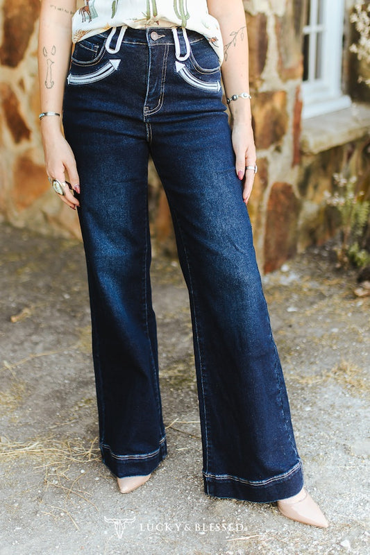 Arrow Pocket Wide Leg Jeans Plus