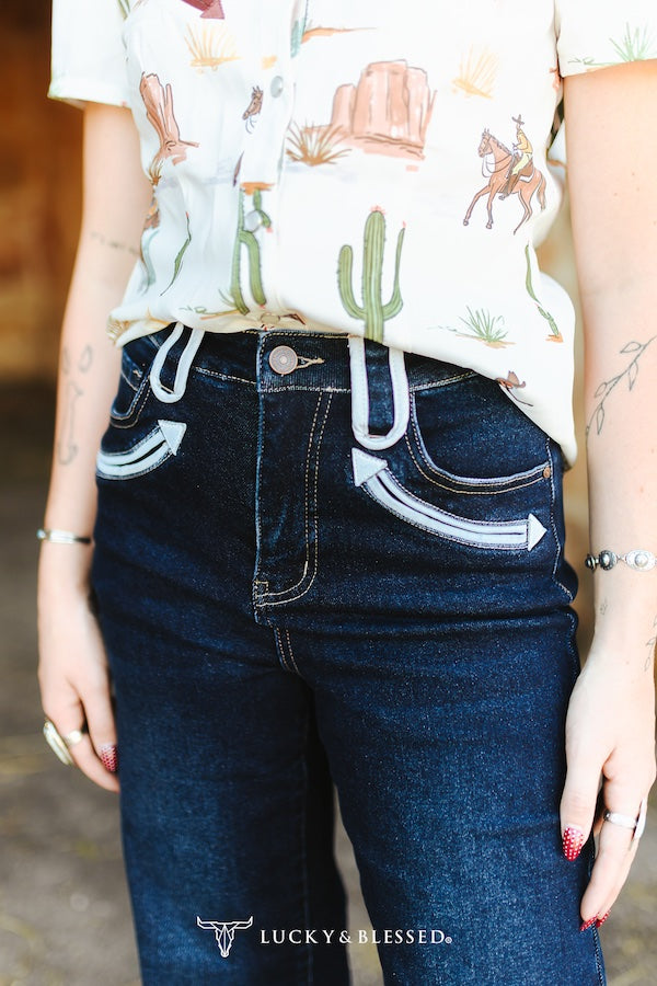 Arrow Pocket Wide Leg Jeans Plus