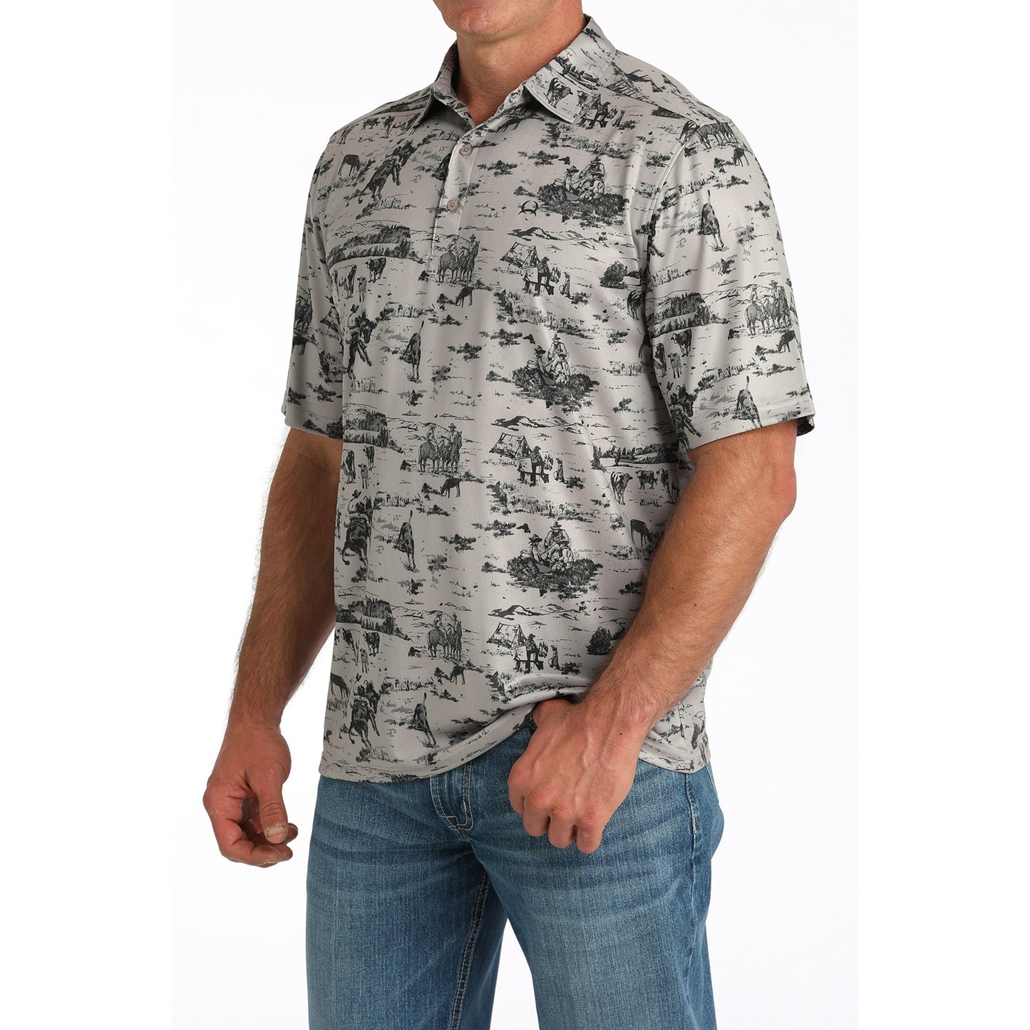 Cinch Prairie Scene Men's Polo