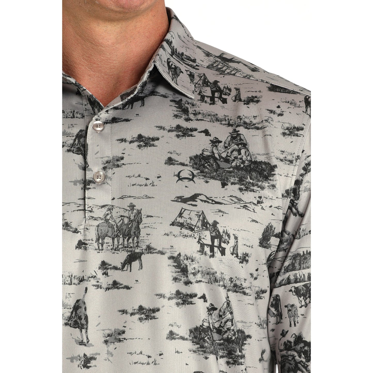 Cinch Prairie Scene Men's Polo