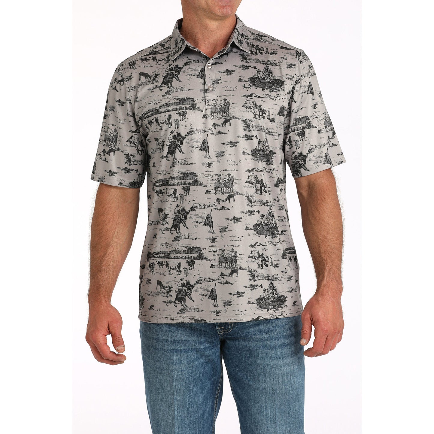 Cinch Prairie Scene Men's Polo