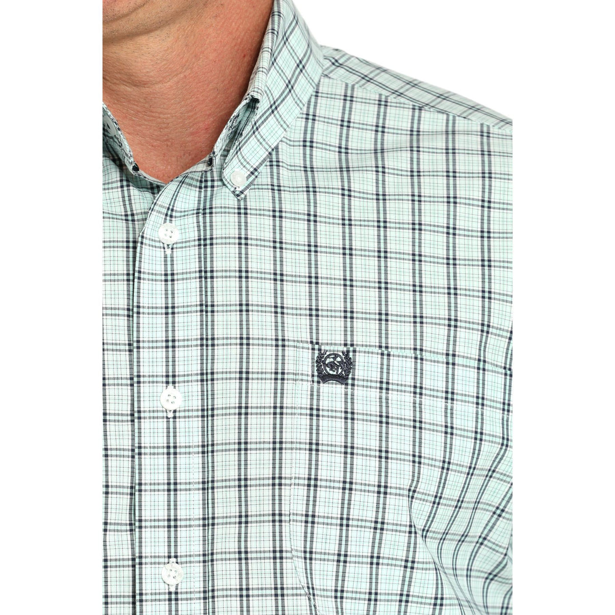 Cinch Turquoise Plaid Men's Short Sleeve