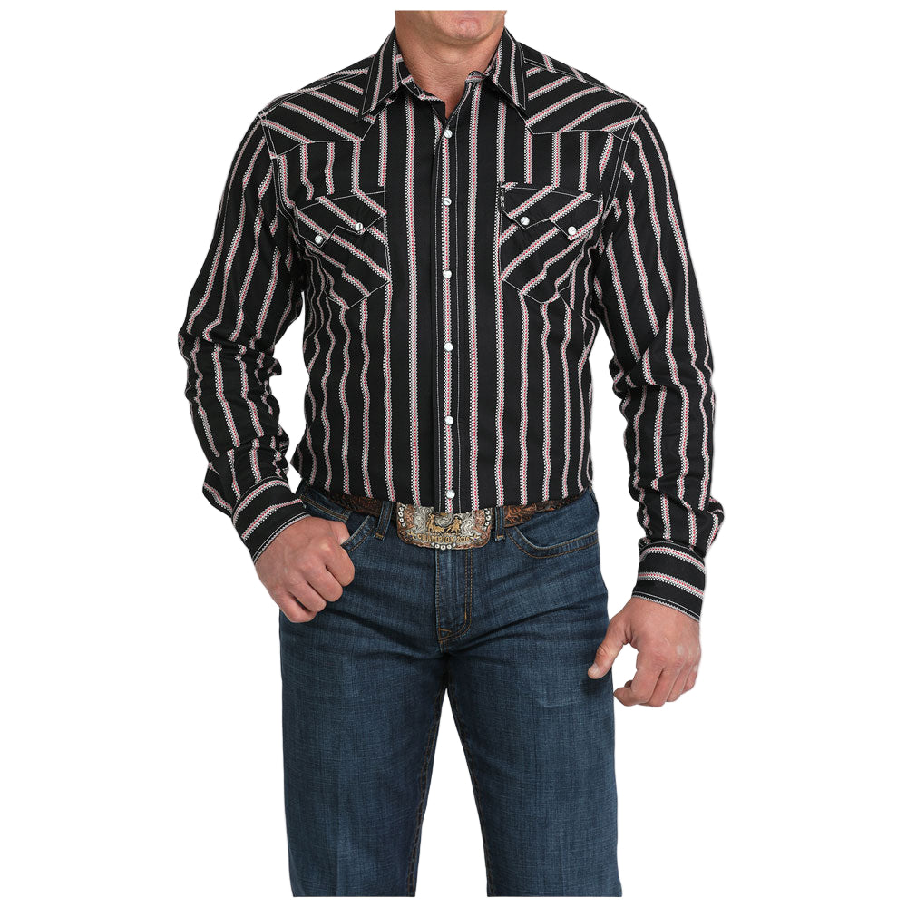 Cinch Black Cross stitch Stripe Snap Up