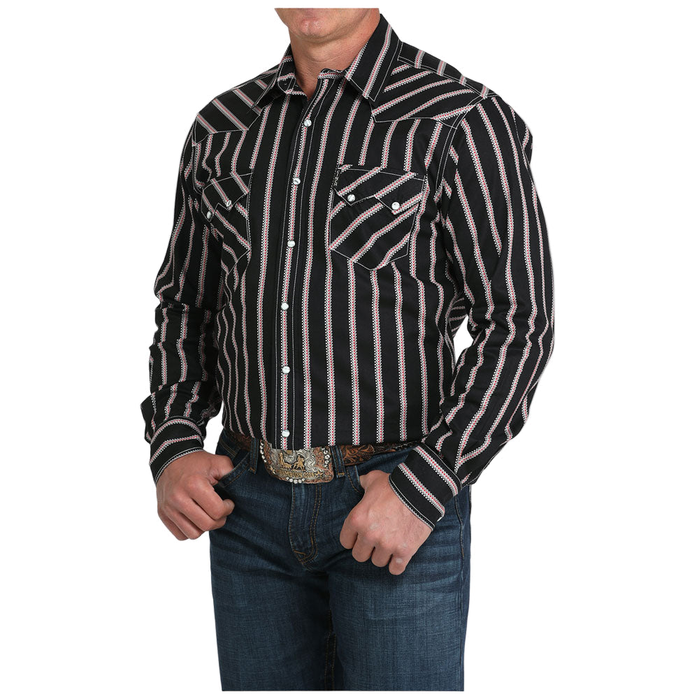 Cinch Black Cross stitch Stripe Snap Up