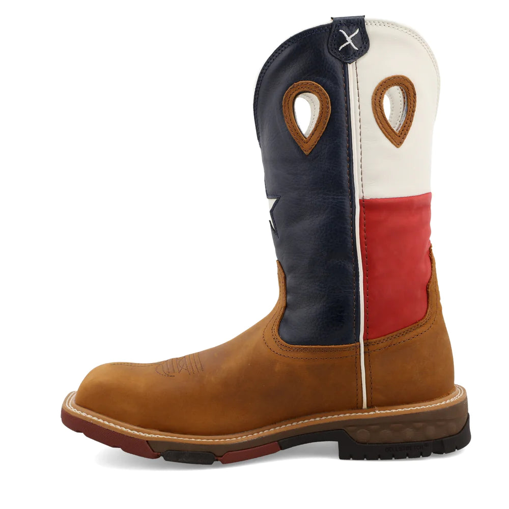 Twisted X Light Brown & Texas Flag Western Work Boot Safety