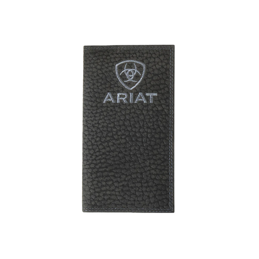 Ariat Black Bull Hide Embroidered Rodeo Wallet