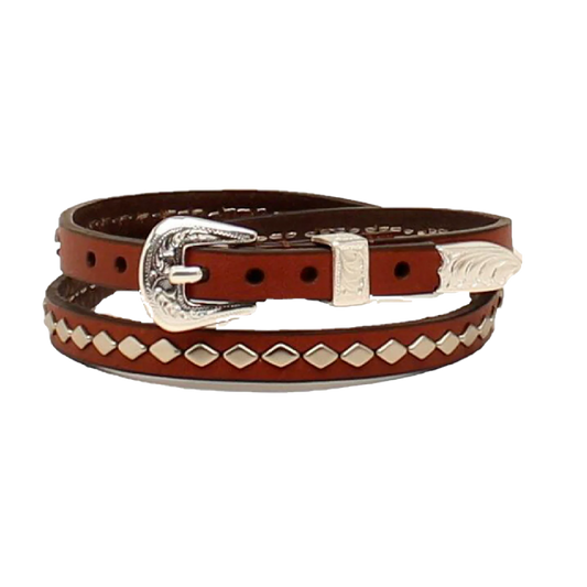 M&F Western Leather With Diamond Studs Hatband