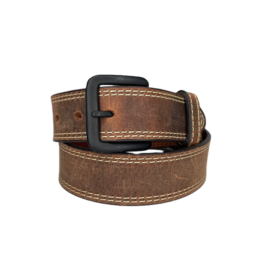 Heritage Leathers Brown Vintage Stitched Belt