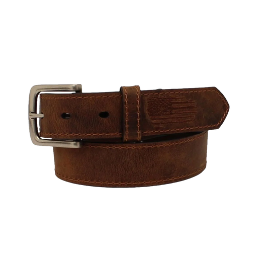 Ariat Children's Stitch USA Flag Shield Brown Belt