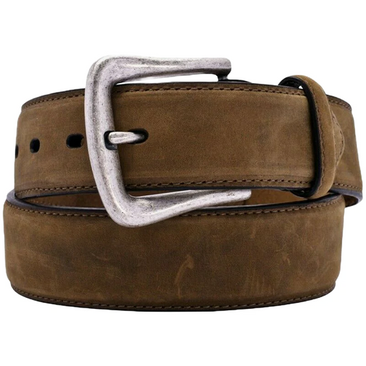 Nocona Men's Distressed Brown Western Overlay Leather Belt