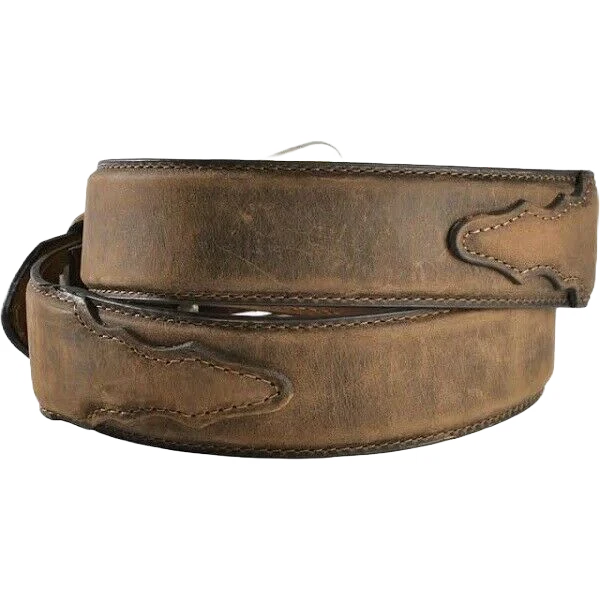Nocona Men's Distressed Brown Western Overlay Leather Belt