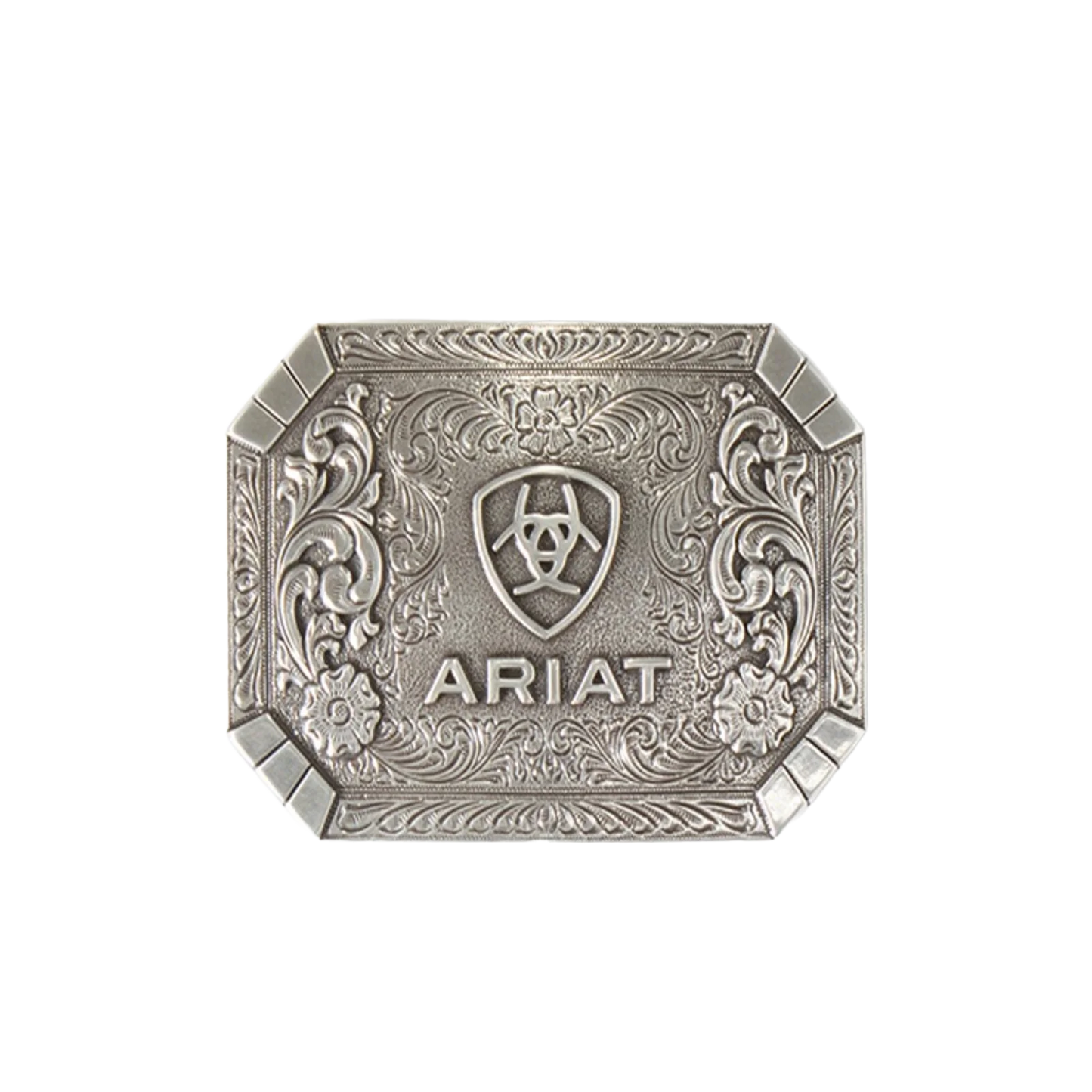 Ariat Floral Engraved Silver Belt Buckle