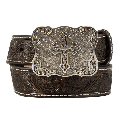 Nocona Youth Western Embossed Belt w/Cross Buckle