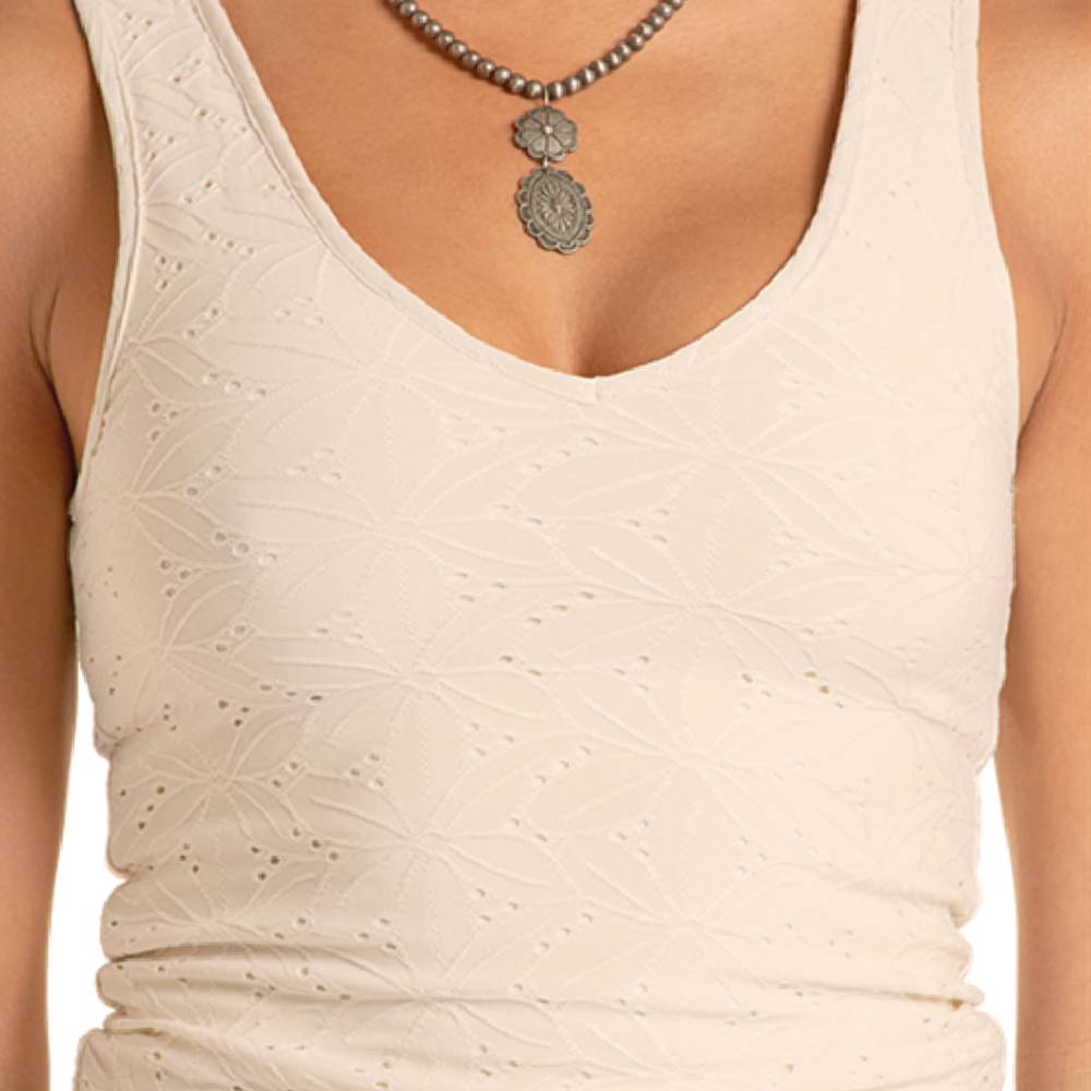 Rock & Roll Eyelet Leaf Tank Top