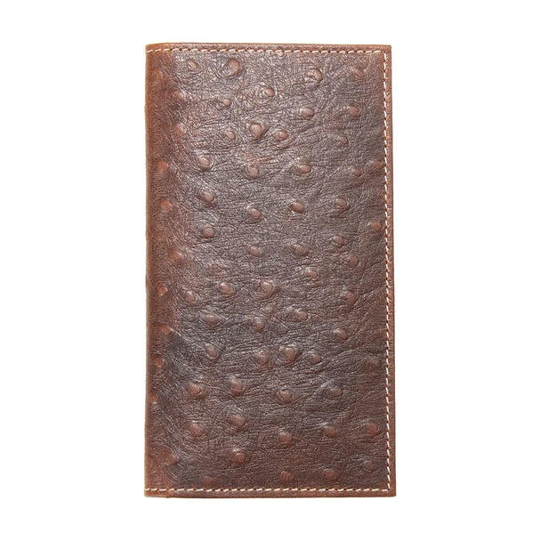 NOCONA OSTRICH LEATHER BROWN RODEO WALLET