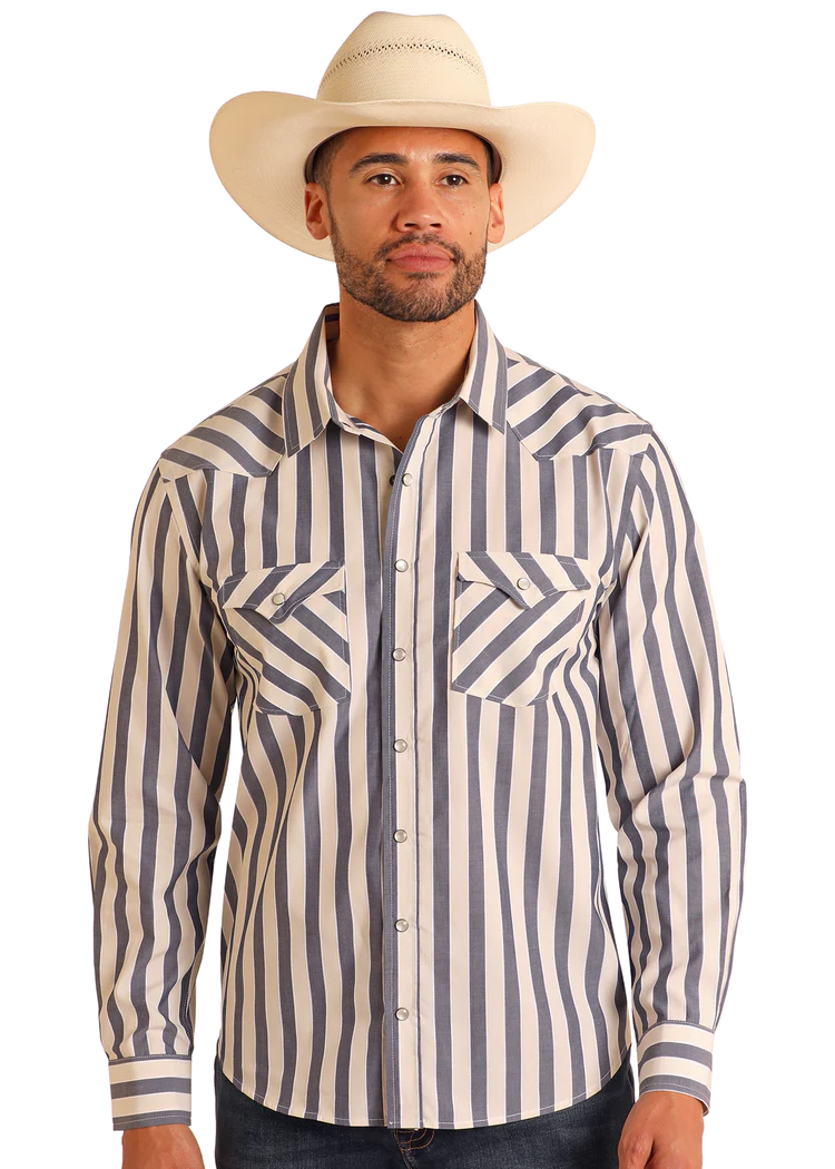 Modern Vintage Dobby Striped Long Sleeve Snap Shirt