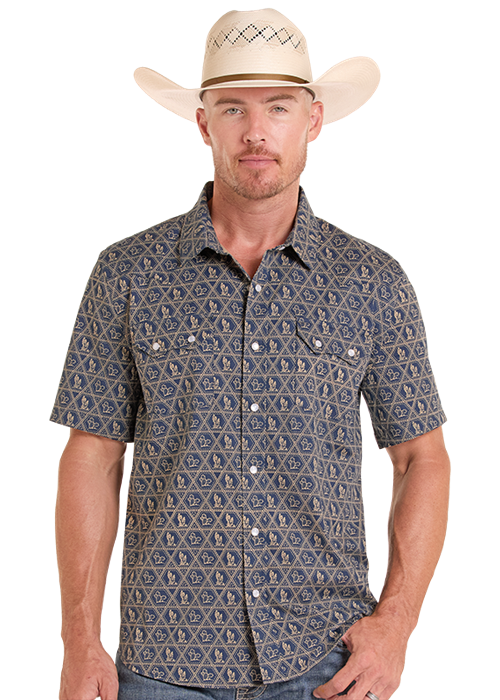 Rock & Roll Desert Emblem Printed SS Snap