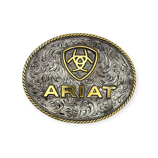 ARIAT LARGE OVAL ROPE EDGE BUCKLE SILVER GOLD