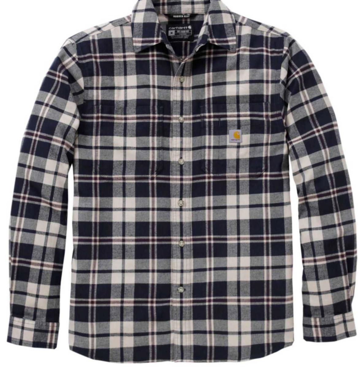 Carhartt Hamilton Relaxed Long Sleeved Plaid Shirt Navy