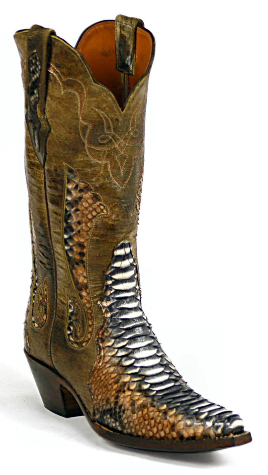 Black Jack Python Cowboy Boots - Rust Dyed Triad