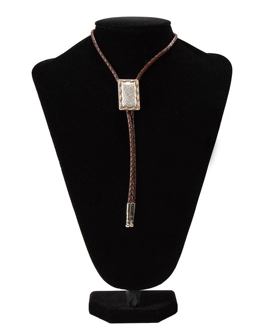 Double S Rectangle Buck Lace Concho Bolo Tie
