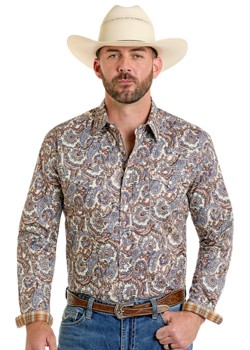 Paisley & Plaid Long Sleeve Snap Up