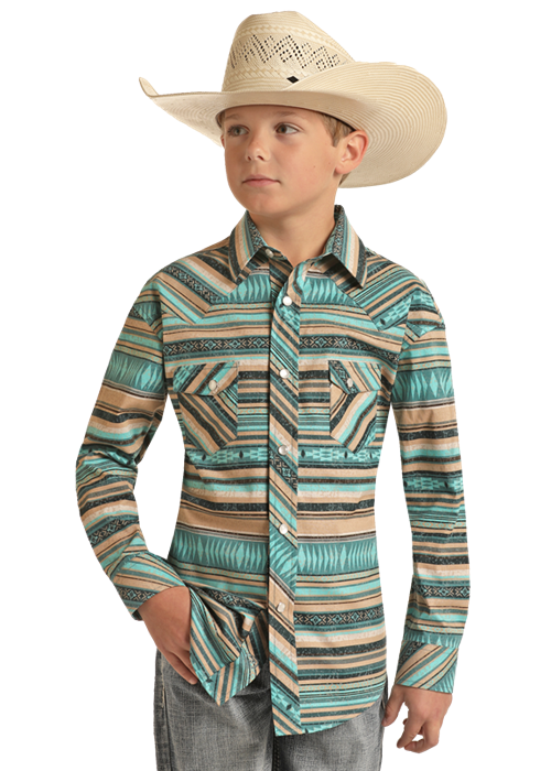 Aztec Stripe Boy's Snap Up