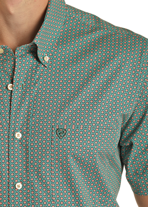 Teal Bloom Button Up