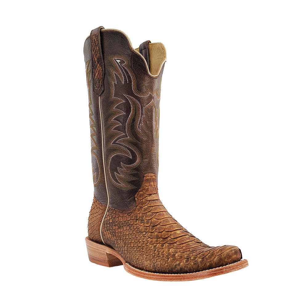 R. Watson Beige Sueded Back Cut Python Boots